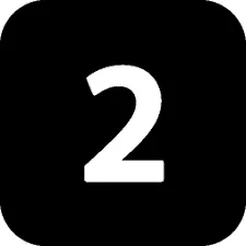 White number 2 icon on a black square background used by The Bunny Agency